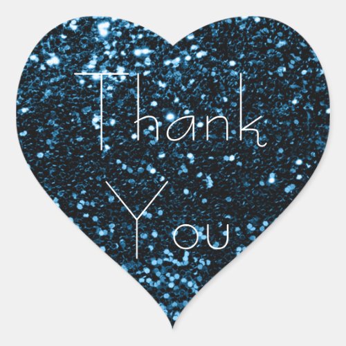 Blue Navy Deep Glitter Glam Thank You Spark Heart Sticker