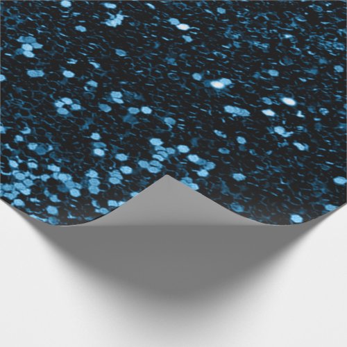 Blue Navy Deep Ocean Glitter  Wedding Bridal Wrapping Paper