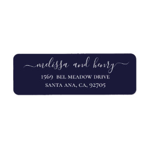 Blue navy elegant minimalist simple script wedding label