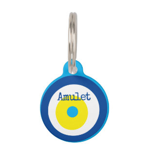 Blue Navy Evil Eye Bead Amulet Pet ID Tag