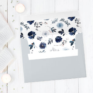 Blue & Navy Floral 2 - Blue Gray 3 Outside Envelope
