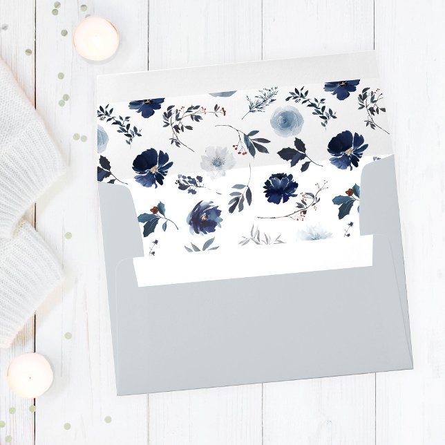 Blue & Navy Floral 2 - Blue Gray 3 Outside Envelope (Creator Uploaded)