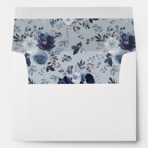 Blue  Navy Floral _ Blue Envelope