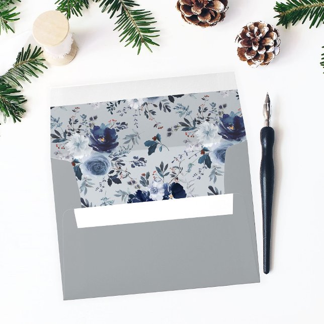 Blue & Navy Floral - Blue Gray 2 Outside Envelope (Creator Uploaded)