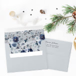 Blue & Navy Floral - Blue Gray Outside Envelope<br><div class="desc">Complete your wedding,  graduation,  or party suite with your Blue & Navy Floral on Gray,  Blue Gray envelopes.  Add your address or order blank and get address labels to complete the look. Featuring hand painted,  watercolor flowers.</div>