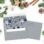 Blue & Navy Floral - Gray 2 Outside Envelope<br><div class="desc">Complete your wedding,  graduation,  or party suite with your Blue & Navy Floral on Gray,  Gray envelopes.  Add your address or order blank and get address labels to complete the look. Featuring hand painted,  watercolor flowers.</div>