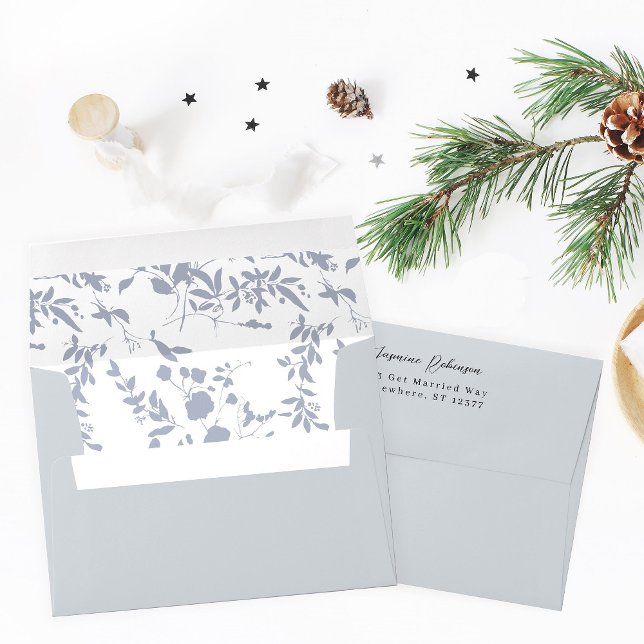 Blue & Navy Floral - Leaves Blue Gray Envelope (Creator Uploaded)