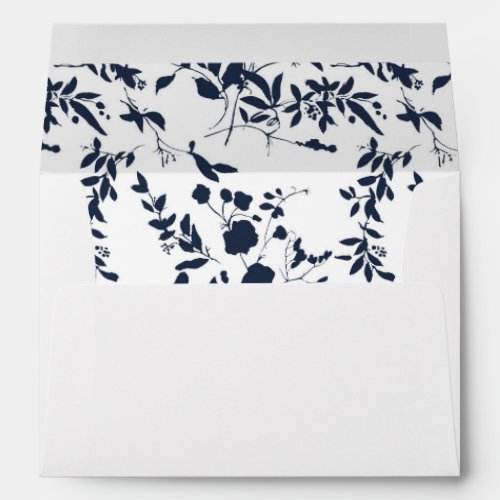 Blue  Navy Floral _ Leaves Navy Blue Envelope