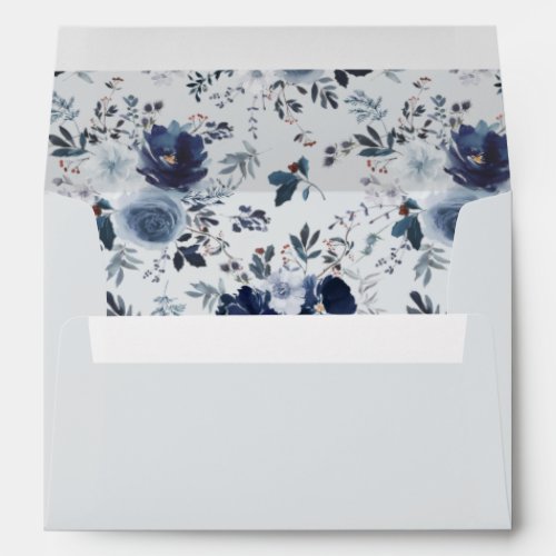 Blue  Navy Floral _ Light Blue All Over  Envelope