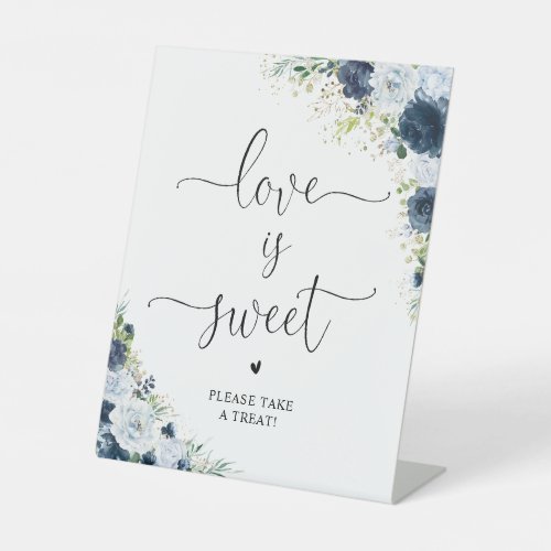 Blue Navy Floral Love Is Sweet Sign