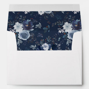 Blue & Navy Floral - Navy Blue Envelope