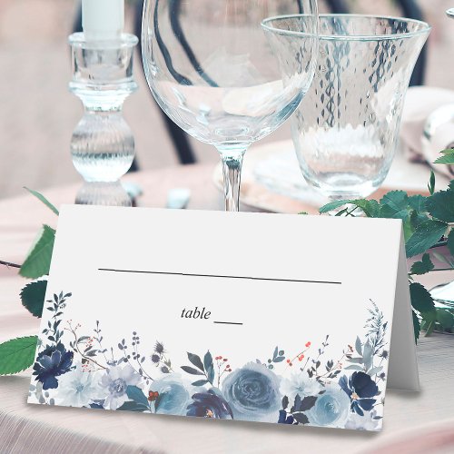 Blue  Navy Floral Place Card