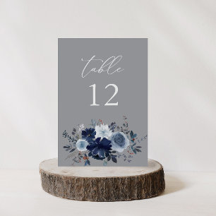 Blue & Navy Floral Table Number - Gray 2