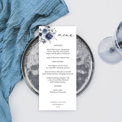 Blue  Navy Floral Tall Menu