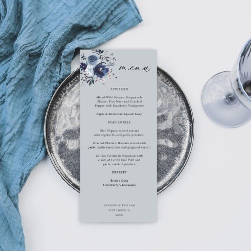 Blue  Navy Floral Tall Menu _ Blue Gray