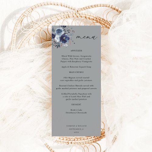 Blue  Navy Floral Tall Menu _ Gray