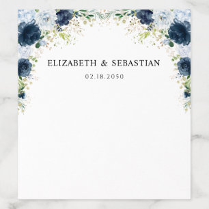 Blue Navy Floral Wedding Envelope Liner