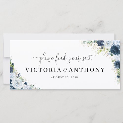 Blue Navy Floral Wedding Head Table Sign