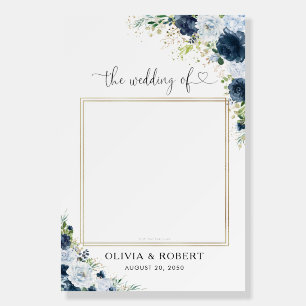 Blue Navy Floral Wedding Photo Prop Foam Board