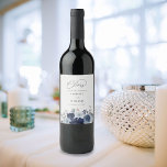 Blue & Navy Floral Wedding Wine Label<br><div class="desc">Celebrate your wedding,  accomplishment or party with your custom Blue & Navy Floral Wine Labels. Features hand painted,  watercolor navy and dusty blue florals or flowers. Great for winter weddings,  fall weddings,  beach weddings,  and summer weddings.</div>