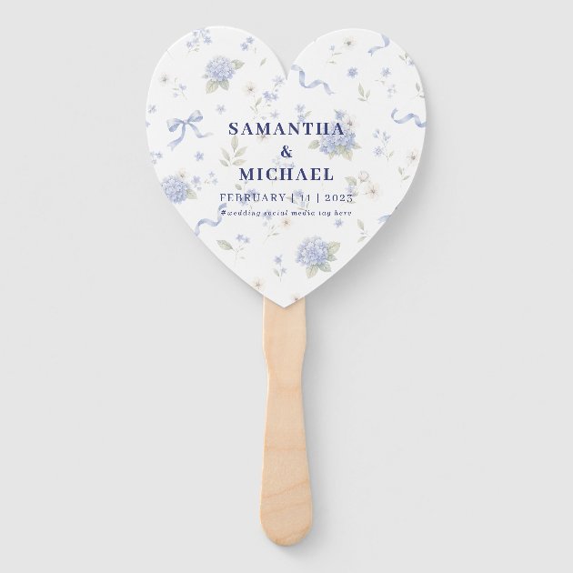 Blue Navy Flowers Floral Patterned Wedding Hand Fan