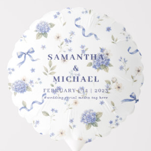 Blue Navy Flowers Floral Simple Wedding Balloon