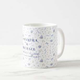 Blue Navy Flowers Floral Wedding Gifts Coffee Mug