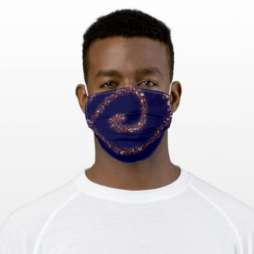 Blue Navy Glitter Effect Navy Glam Elegant Adult Cloth Face Mask