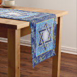 Blue Navy Gold Jewish Star of David  Short Table Runner<br><div class="desc">Blue Navy Gold Jewish Star of David Short Table Runner A designer label runner featuring the Star of David repeated down the center with touches of gold with borders of graceful filigree. A perfect gift for Jewish weddings and households! Bat Mitzvah, Bar Mitzvah, Hanukkah, Chanukah, Jewish table runner, star of...</div>