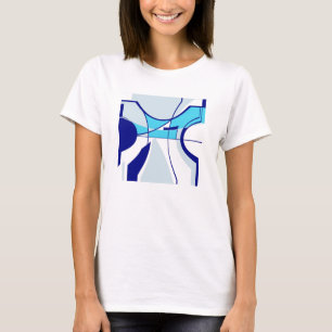 Blue Navy Gray MCM-inspired Abstract Design T-Shirt