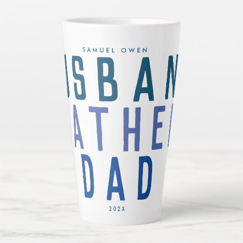 Blue Navy Meaningful Fathers Day Ocean Modern DAD Latte Mug