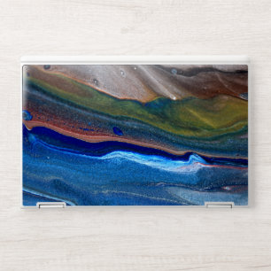 Blue Navy Metallic Abstract Marble Fluid Art HP Laptop Skin