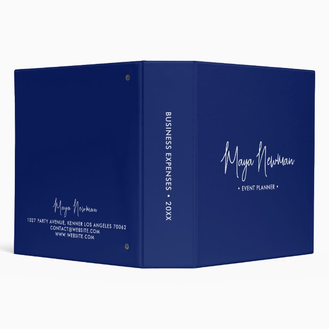 BLUE NAVY Modern Minimalist Feminine Monogram  3 Ring Binder (Background)