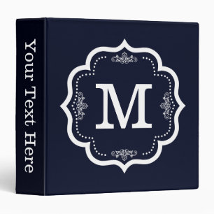 Blue Navy Monogram 3 Ring Binder