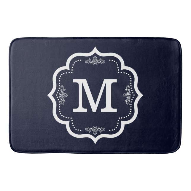 Blue Navy   Monogram Bath Mat (Front)