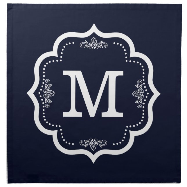Blue Navy  Monogram Cloth Napkin (Front)