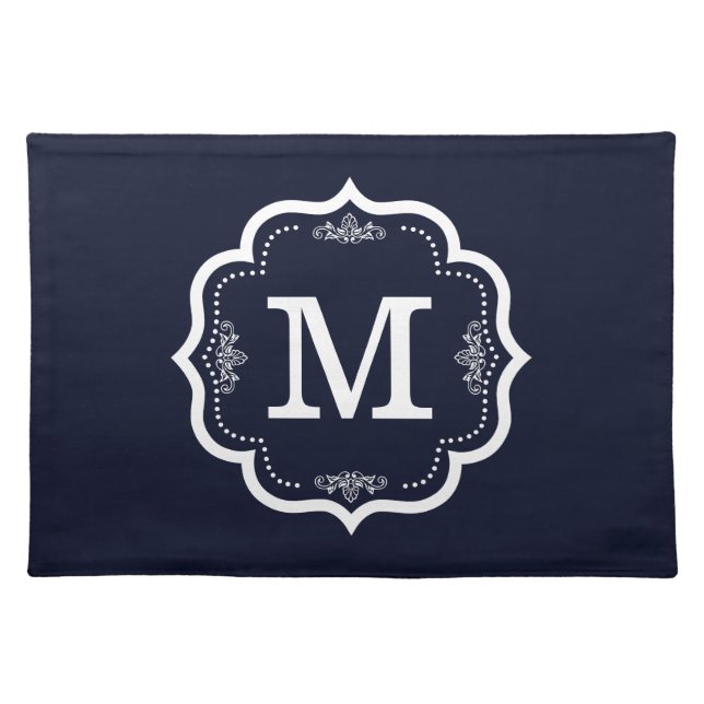 Blue Navy   Monogram Cloth Placemat (Front)