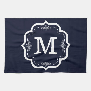 Blue Navy   Monogram Kitchen Towel