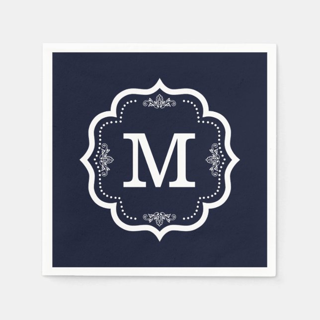 Blue Navy  Monogram Napkins (Front)