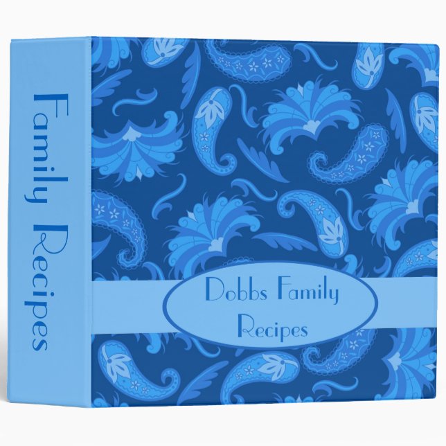Blue Navy Name Personalized Paisley Album Notebook Binder (Front/Spine)
