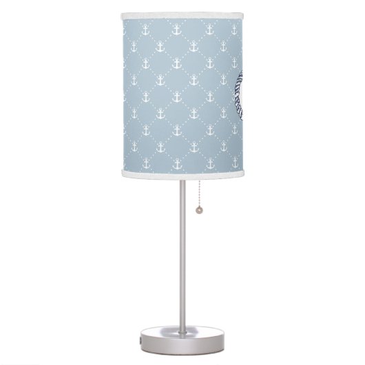 Blue & Navy Nautical Anchor Monogram Table Lamp (Left)