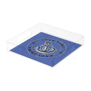 Blue navy Nautical Anchor yacht club boat marina Acrylic Tray