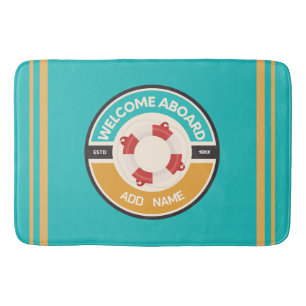 Blue navy Nautical Anchor yacht club boat marina  Bath Mat