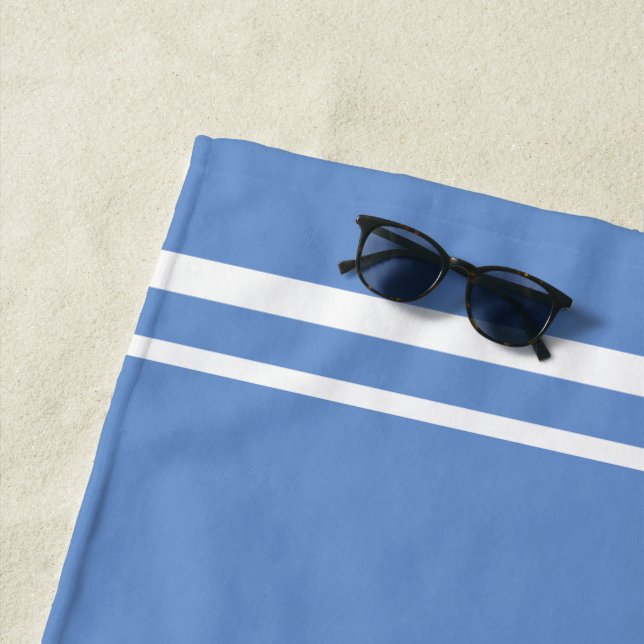 Blue Navy Nautical Anchor yacht club boat marina  Beach Towel (In Situ)