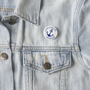 Blue navy Nautical Anchor yacht club boat marina Button