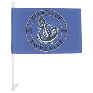 Blue navy Nautical Anchor yacht club boat marina Car Flag