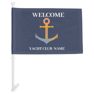 Blue navy Nautical Anchor yacht club boat marina Car Flag