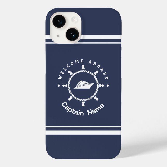 Blue Navy Nautical Anchor yacht club boat marina  Case-Mate iPhone Case (Back)