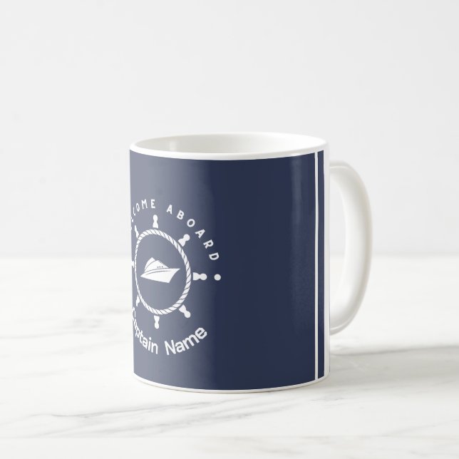 Blue Navy Nautical Anchor yacht club boat marina  Coffee Mug (Front Right)