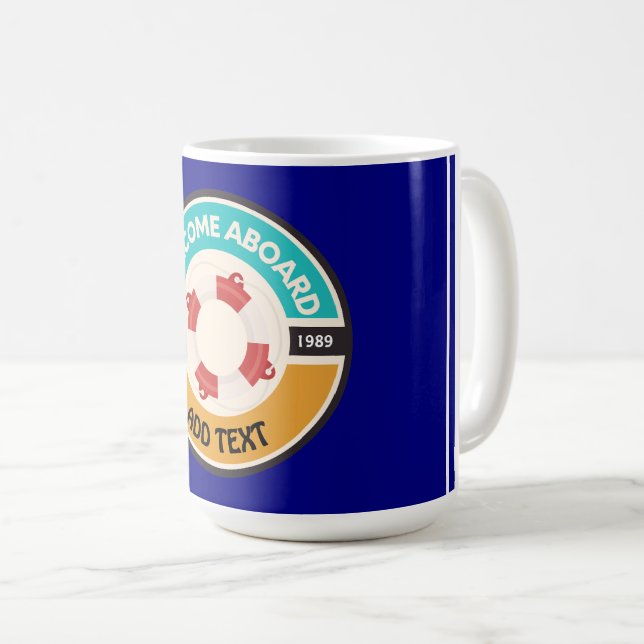 Blue navy Nautical Anchor yacht club boat marina Coffee Mug (Front Right)